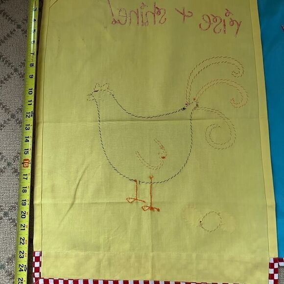 Sur La Table Embroidered Appliqué Rise and Shine Tea Towels Set of 3 NWT - Picture 9 of 15